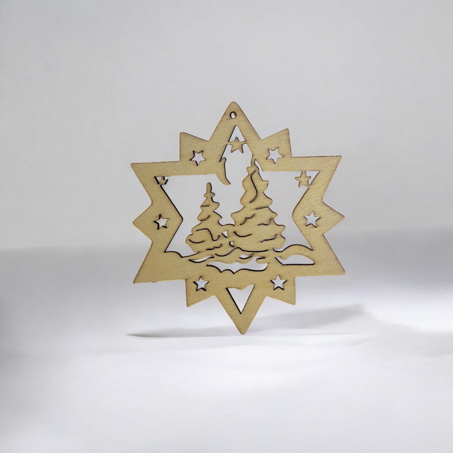 Weihnachtsbaumschmuck aus Holz - Stern oder Weihnachtsbaumform | Laserschnitt mit Wunschgravur