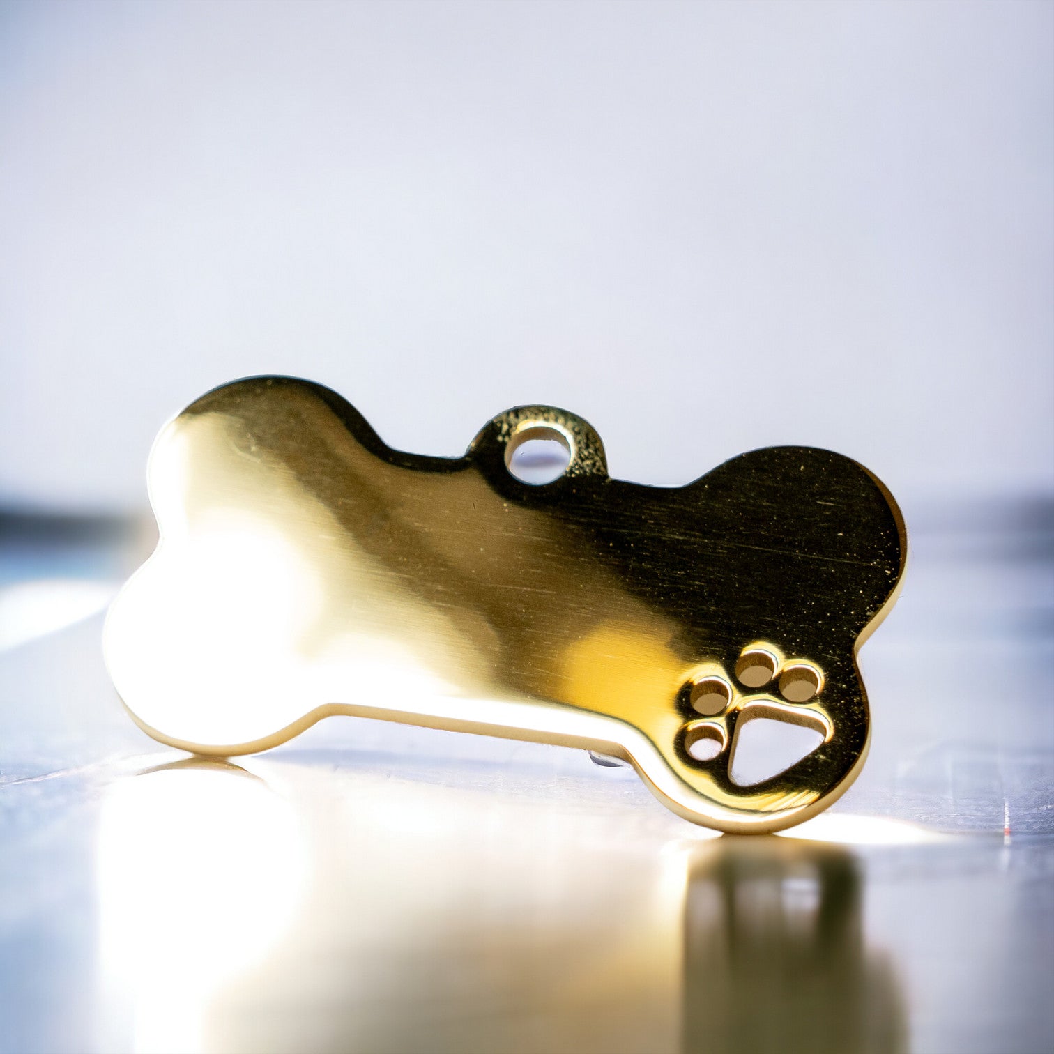 PFOTENMARKE - Edelstahl Hundemarke Anhänger Knochen mit individueller Gravur