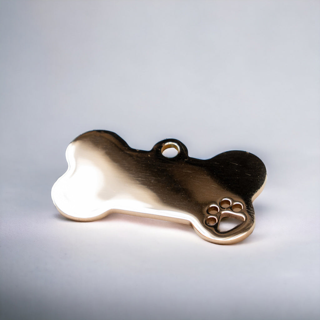 PFOTENMARKE - Edelstahl Hundemarke Anhänger Knochen mit individueller Gravur