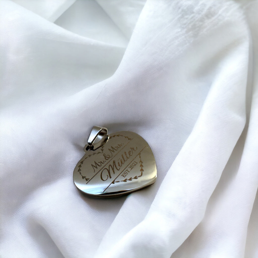 Herz Anhänger Hochzeit Liebe Freundschaft mit individueller Gravur