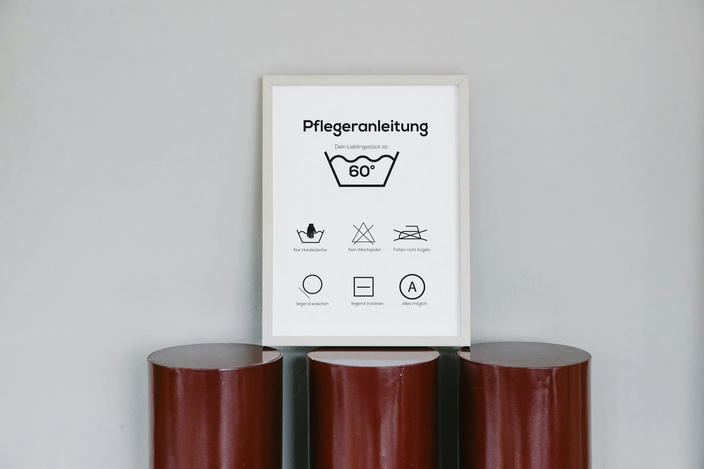 Lustiges Poster für Geburtstag oder Jahrestag – mit Pflegeranleitung und Waschsymbolen