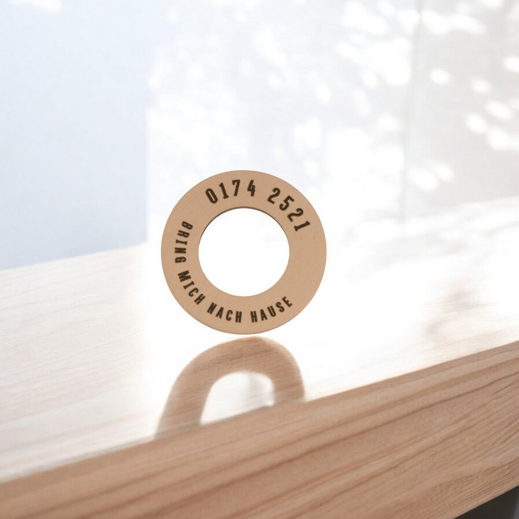 PFOTENMARKE - Messing Hundemarke in Ringform – 30 mm Durchmesser