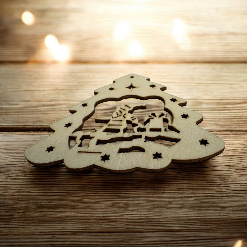 Weihnachtsbaumschmuck aus Holz - Stern oder Weihnachtsbaumform | Laserschnitt mit Wunschgravur