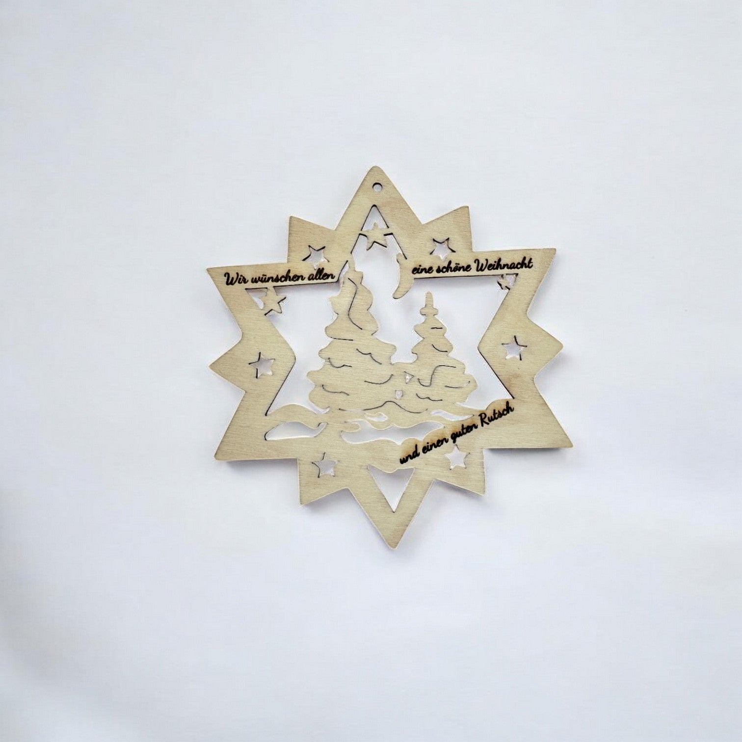 Weihnachtsbaumschmuck aus Holz - Stern oder Weihnachtsbaumform | Laserschnitt mit Wunschgravur